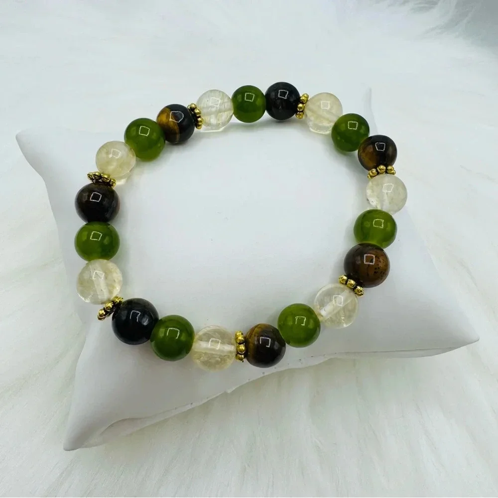Tiger Eye Stone and Smoky Quartz Mix Beaded Bracelet